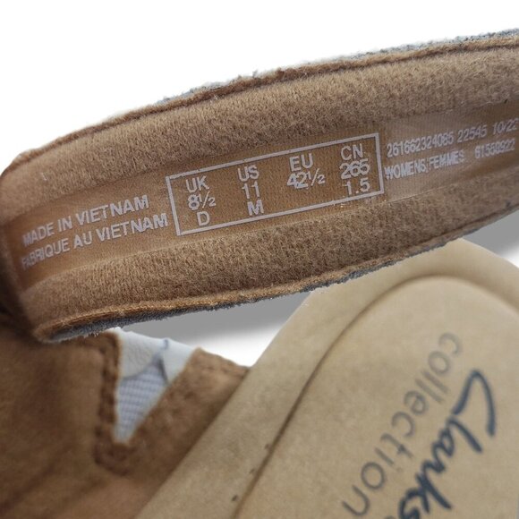 Clarks‎ Collection Giselle Beach Wedge Sandals Womens 11 White Leather Cork - Picture 9 of 9